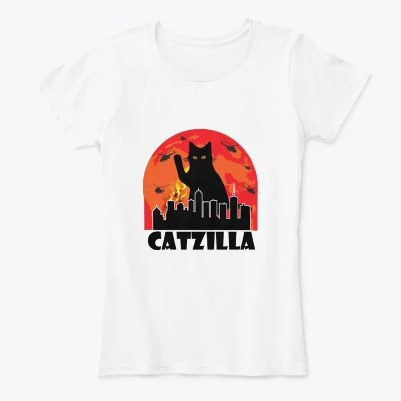 Catzilla Funny Cat T Shirt