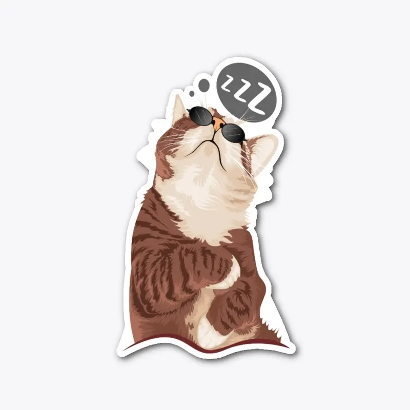 Sleepy Head Cat Sticker